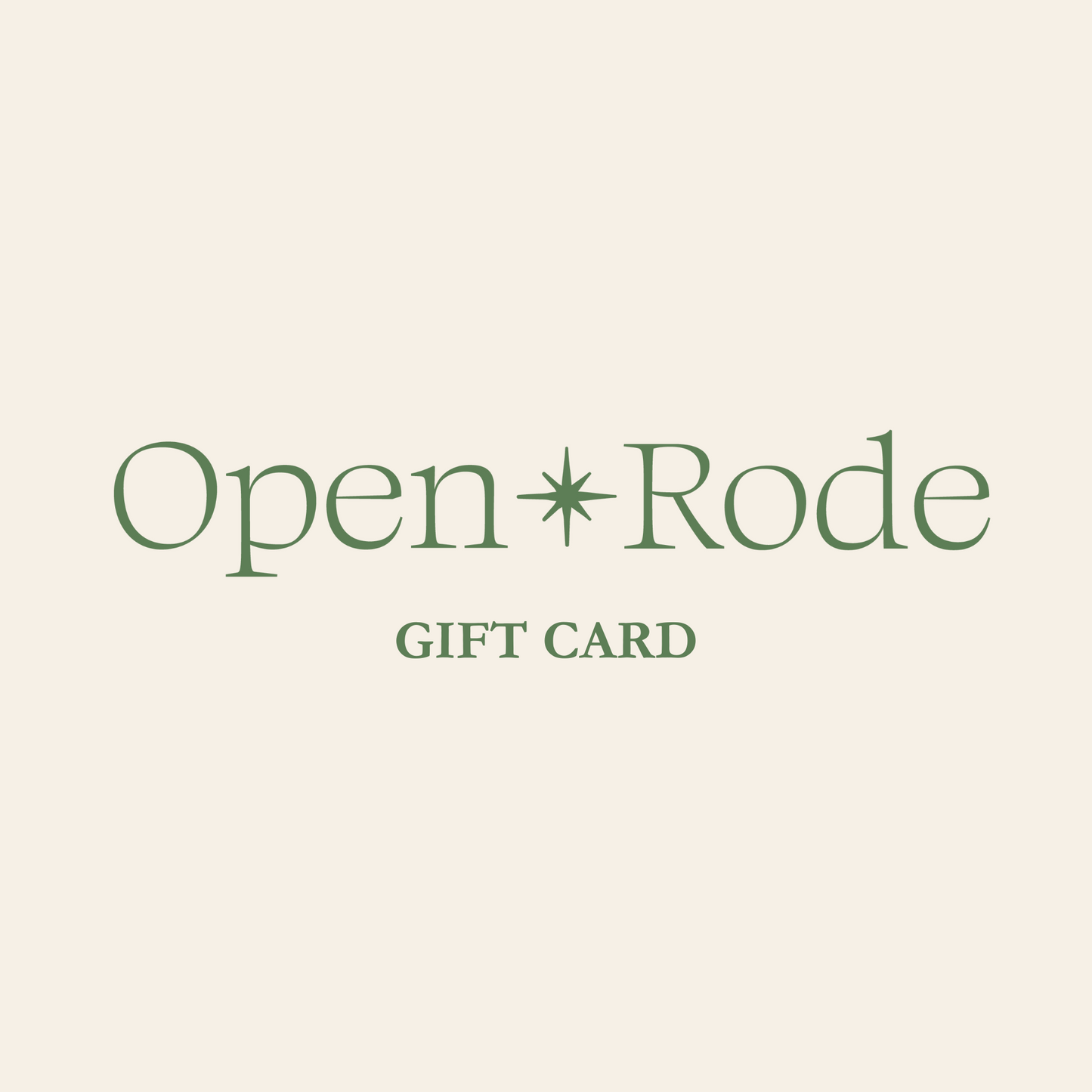Open Rode Gift Card font on plain background