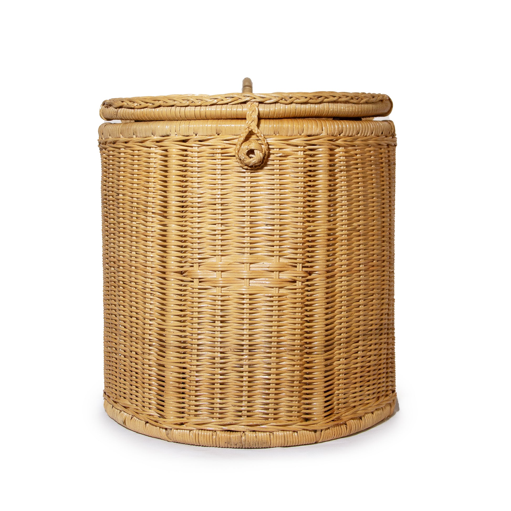 Bike basket side view in studio on white background