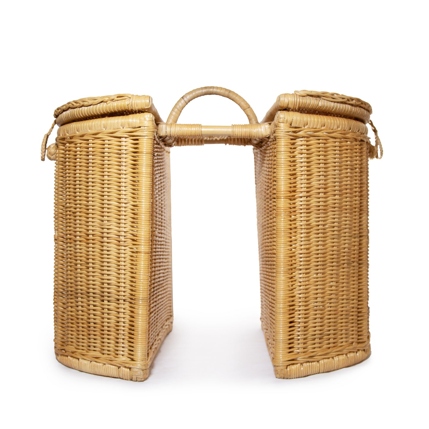 Double sided bike basket on white background